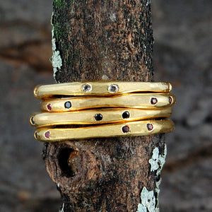 Fine Multi Gemstone Birthstone Gold Stacking Ring