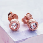 White Topaz 18kt Rose Gold plated Silver November Birthstone Stud Earrings