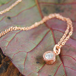 White Topaz Rose Gold plated Silver November Birthstone Pendant Necklace