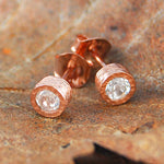 White Topaz Rose Gold plated Silver November Birthstone Stud Earrings