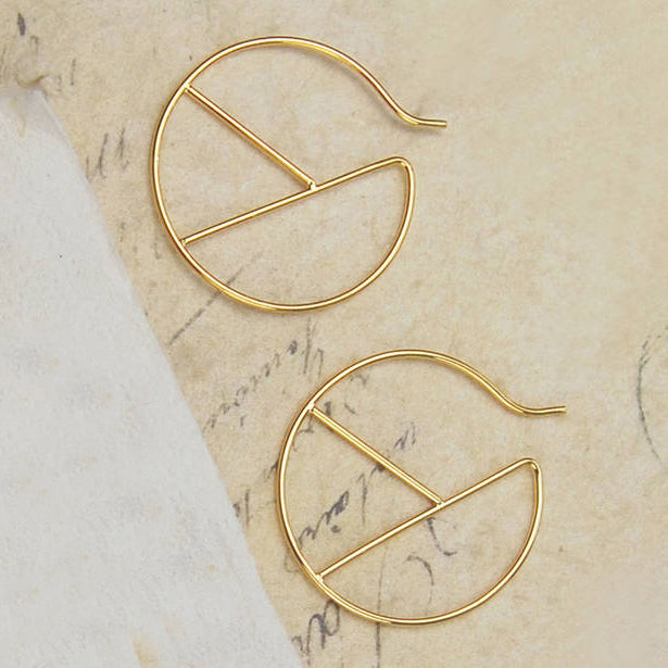 Geometric Gold Circular Wire Hoop Earrings