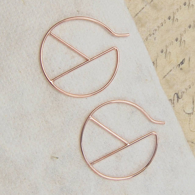 Geometric Rose Gold Circular Wire Hoop Earrings