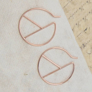 Geometric Rose Gold Circular Wire Hoop Earrings