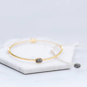Gold And Silver Crushed Diamond Stacking Bangle