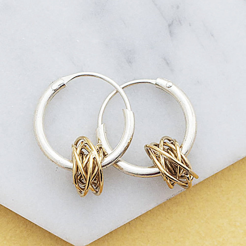 'Nest' Sterling Silver Huggie Hoop Earrings