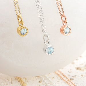 Aquamarine March Birthstone Sterling Silver Pendant Necklace