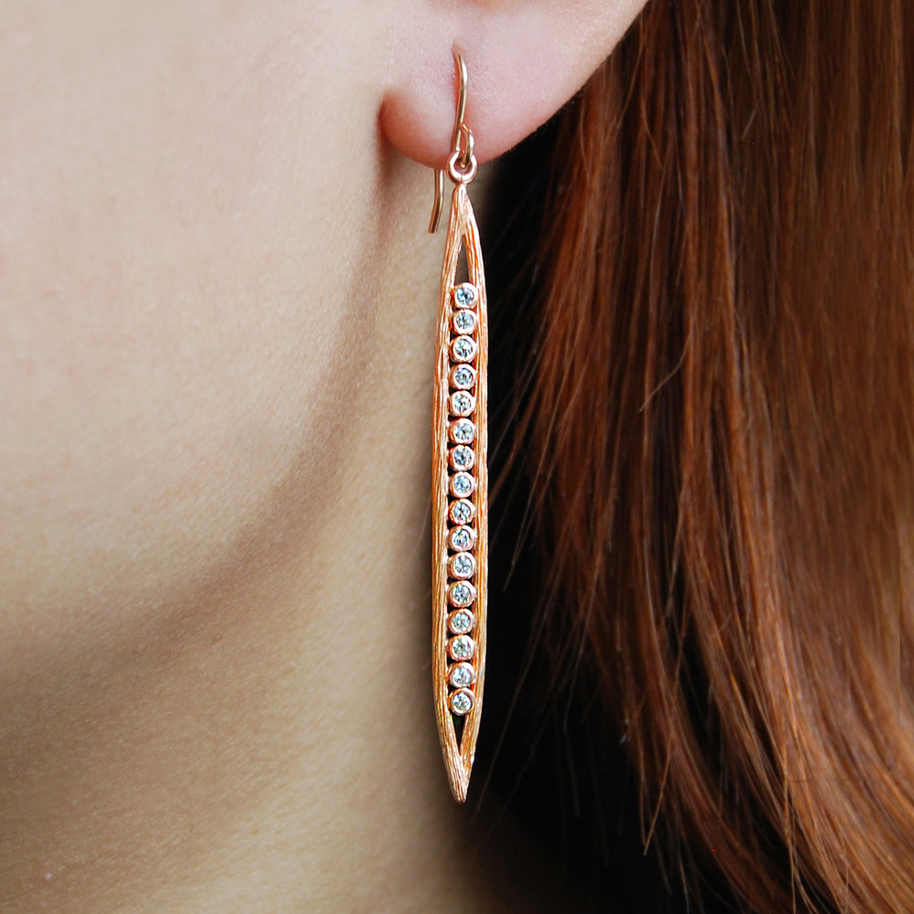
            
                Load image into Gallery viewer, Rose Gold White Topaz Sterling Silver Pod Statement Earrings
            
        