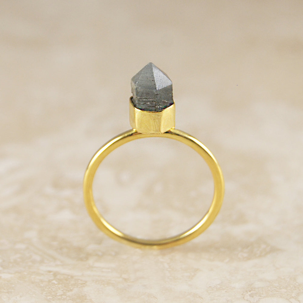 Crown Labradorite Gold plated Sterling Silver Gemstone Ring