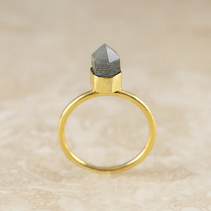 Crown Labradorite Gold plated Sterling Silver Gemstone Ring