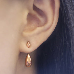 Tear Drop Rose Gold Ear Jackets - Otis Jaxon Silver Jewellery