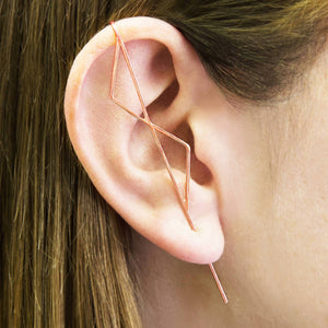 
            
                Load image into Gallery viewer, Double Triangle Rose Gold Ear Climbers - Otis Jaxon Silver Jewellery
            
        