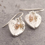 Organic Heart Pearl Drop Earrings with Pink and White Pearls - Otis Jaxon Silver Jewellery