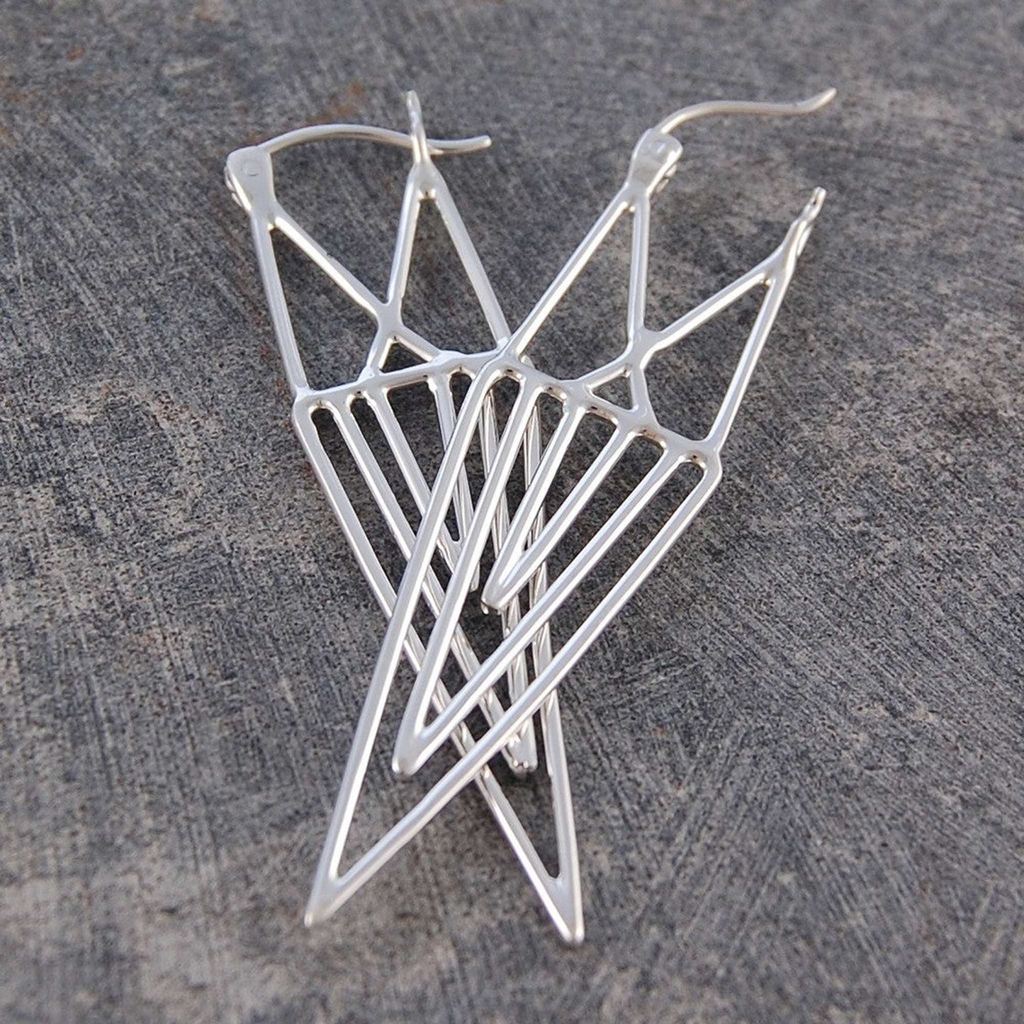 Aztec Geometric Silver Drop Earrings - Otis Jaxon Silver Jewellery