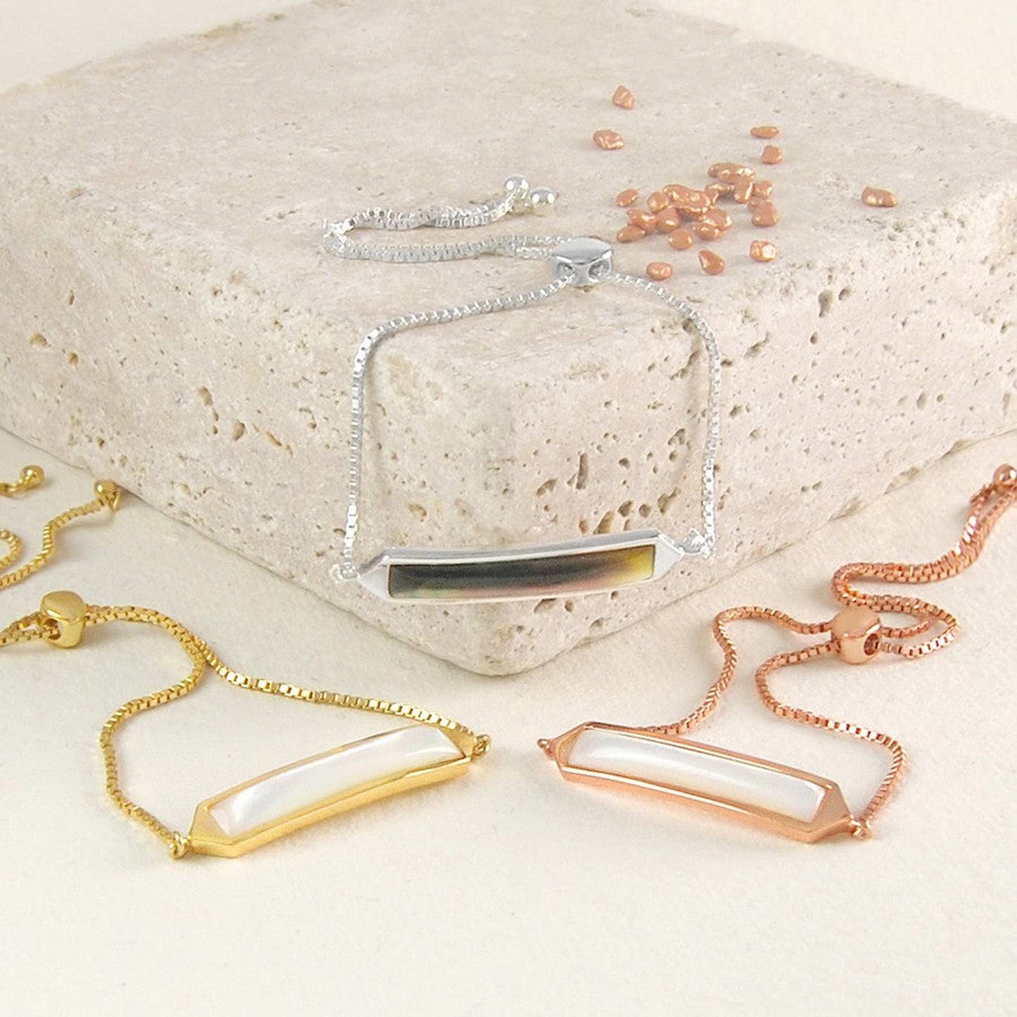 Silver and Gold Mother of Pearl Friendship Bracelet - Otis Jaxon Silver Jewellery