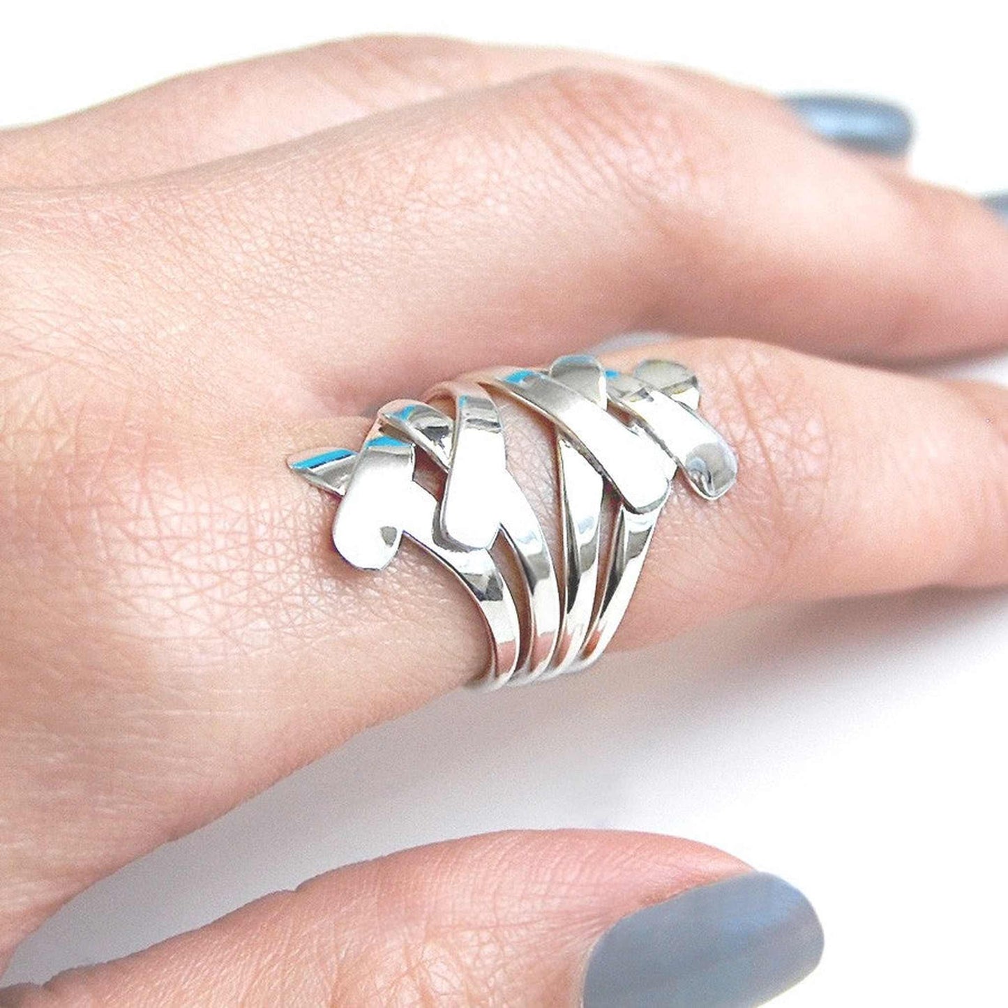 Ribbon Overlap Contemporary Silver Ring - Otis Jaxon Silver Jewellery