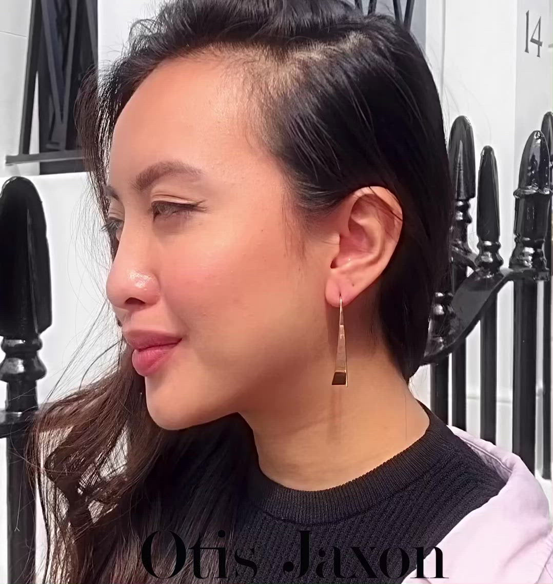 Elliptical Rose Gold Drop Sterling Silver Earrings