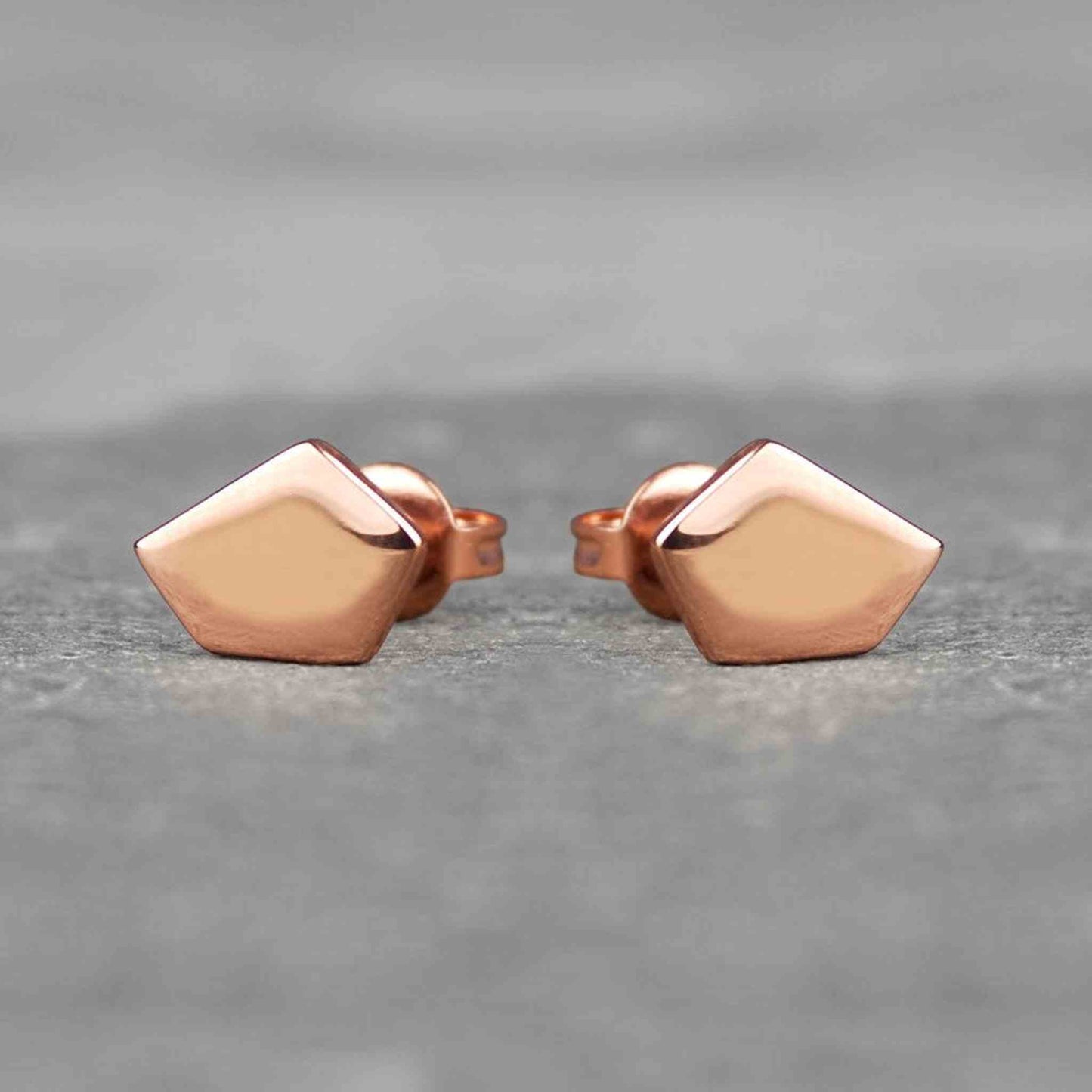 Geometric Pentagon Gold Stud Earrings - Otis Jaxon Silver Jewellery