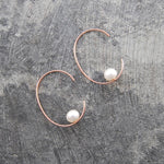 Rose Gold Oval Pearl Hoop Earrings - Otis Jaxon Silver Jewellery