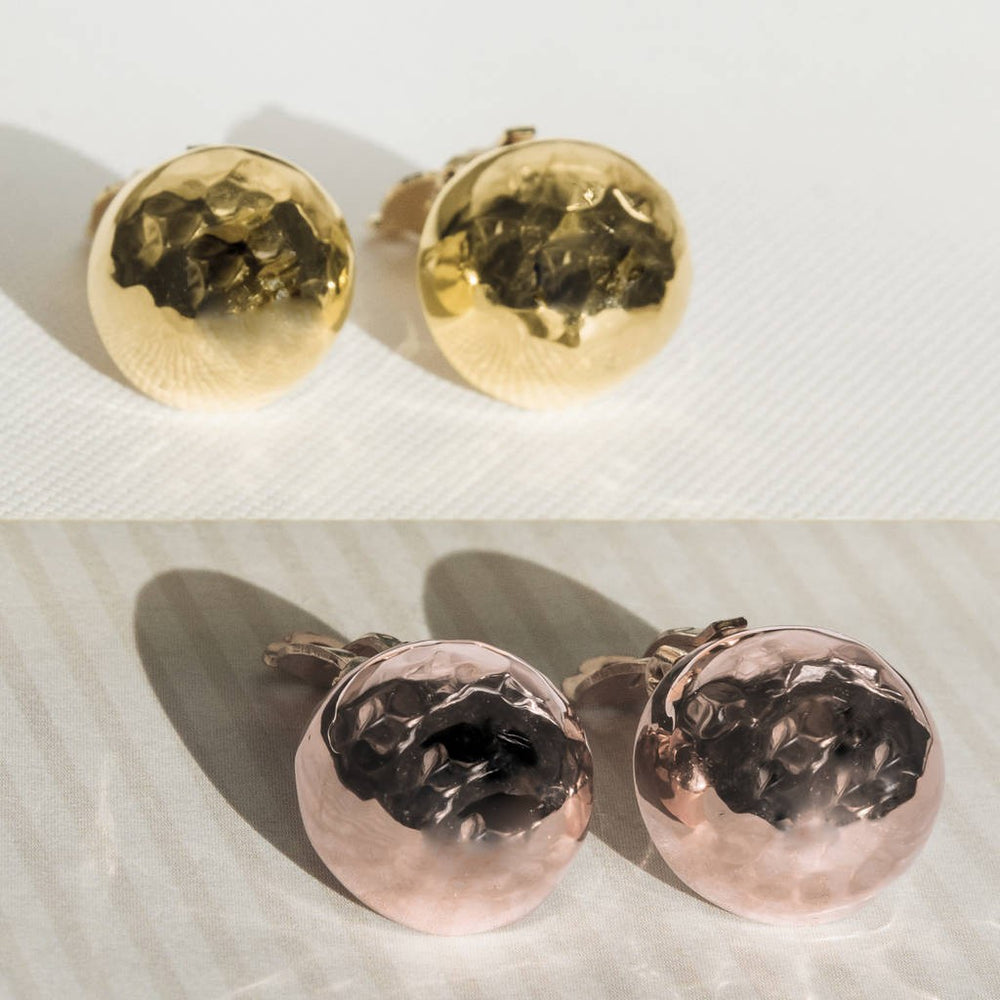 Gold Button Textured Clip On Earrings - Otis Jaxon Silver Jewellery