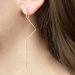 Gold Zig Zag Drop Earrings - Otis Jaxon Silver Jewellery