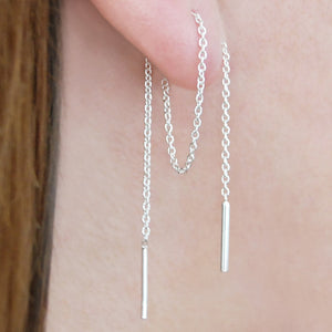 Threader Gold Long Drop Earrings - Otis Jaxon Silver Jewellery