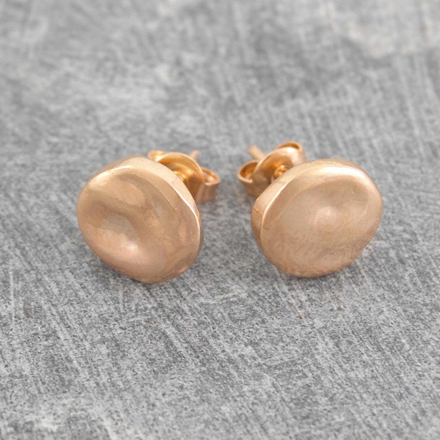 Organic Round Rose Gold Stud Earrings - Otis Jaxon Silver Jewellery
