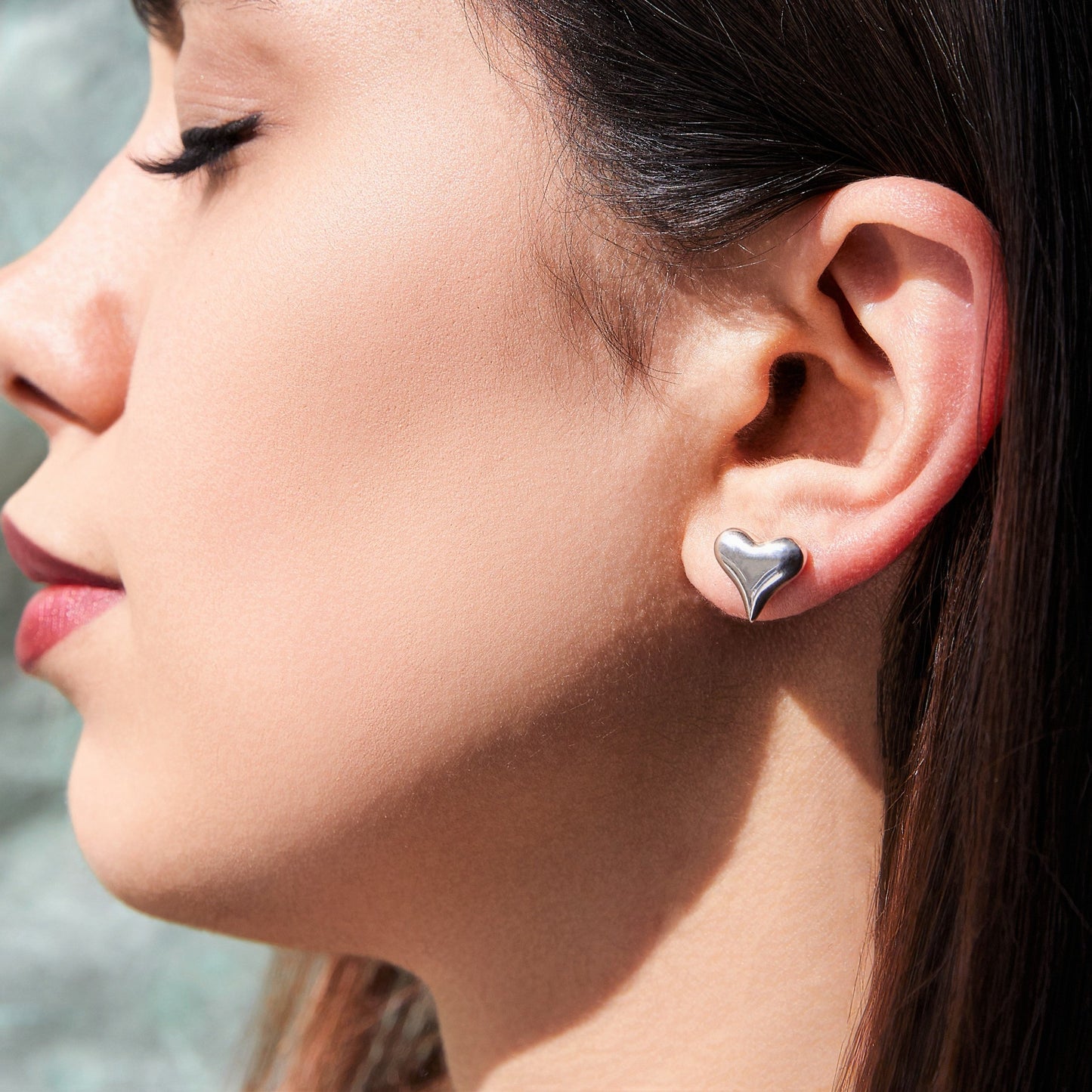 Small Stud Puffed Heart Earrings - Otis Jaxon Silver Jewellery