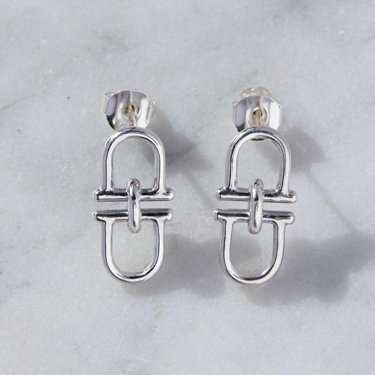 Equine Drop Stud Silver Earrings