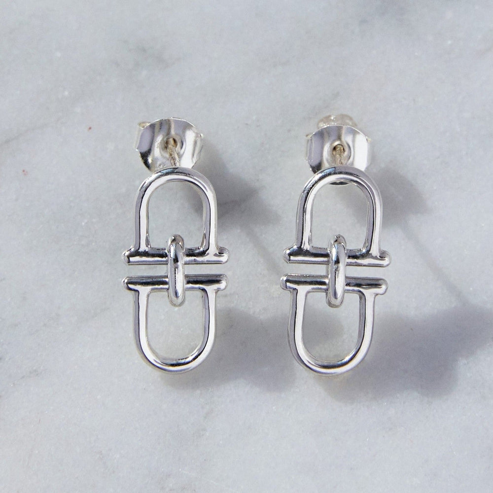 
            
                Load image into Gallery viewer, Equine Drop Stud Silver Earrings
            
        