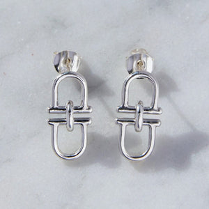 Equine Charm Monogrammed Silver Stud Earrings