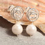 Nest Pearl Drop Silver Earrings in White - Otis Jaxon Silver Jewellery