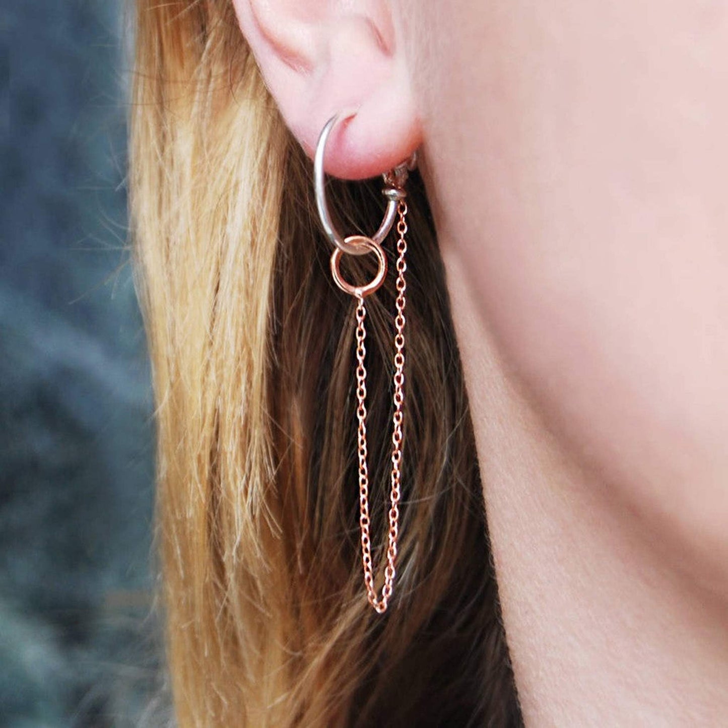 Round Rose Gold Chain Earrings - Otis Jaxon Silver Jewellery