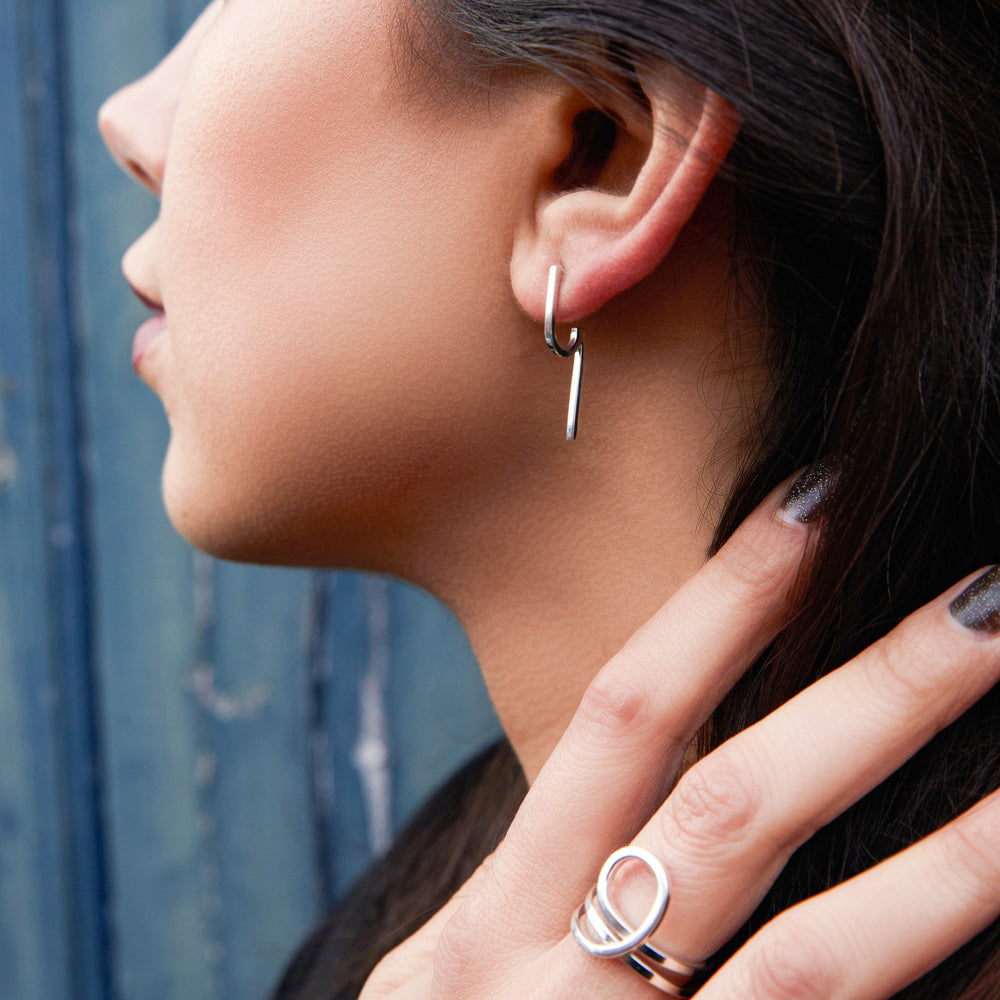 
            
                Load image into Gallery viewer, Modern &amp;#39;Stirrup&amp;#39; Sterling Silver Earrings
            
        