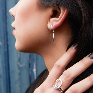 
            
                Load image into Gallery viewer, Modern &amp;#39;Stirrup&amp;#39; Sterling Silver Earrings
            
        