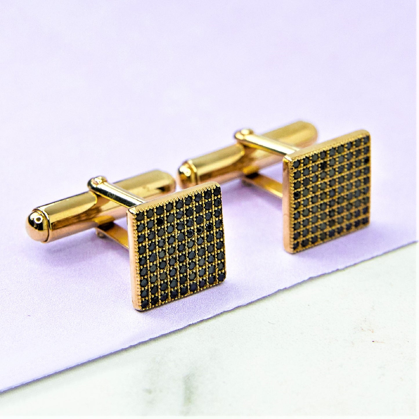 Gold Square Gemstone Cufflinks - OTIS JAXON JEWELLERY