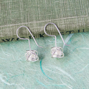 Caged Pearl Silver Drop Earrings in White - Otis Jaxon Silver Jewellery