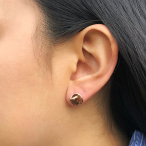 Organic Round Gold Stud Earrings - Otis Jaxon Silver Jewellery