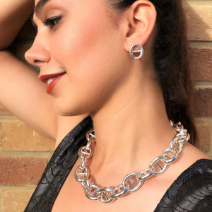 Oval Link Chunky Silver Necklace - OTIS JAXON Jewellery