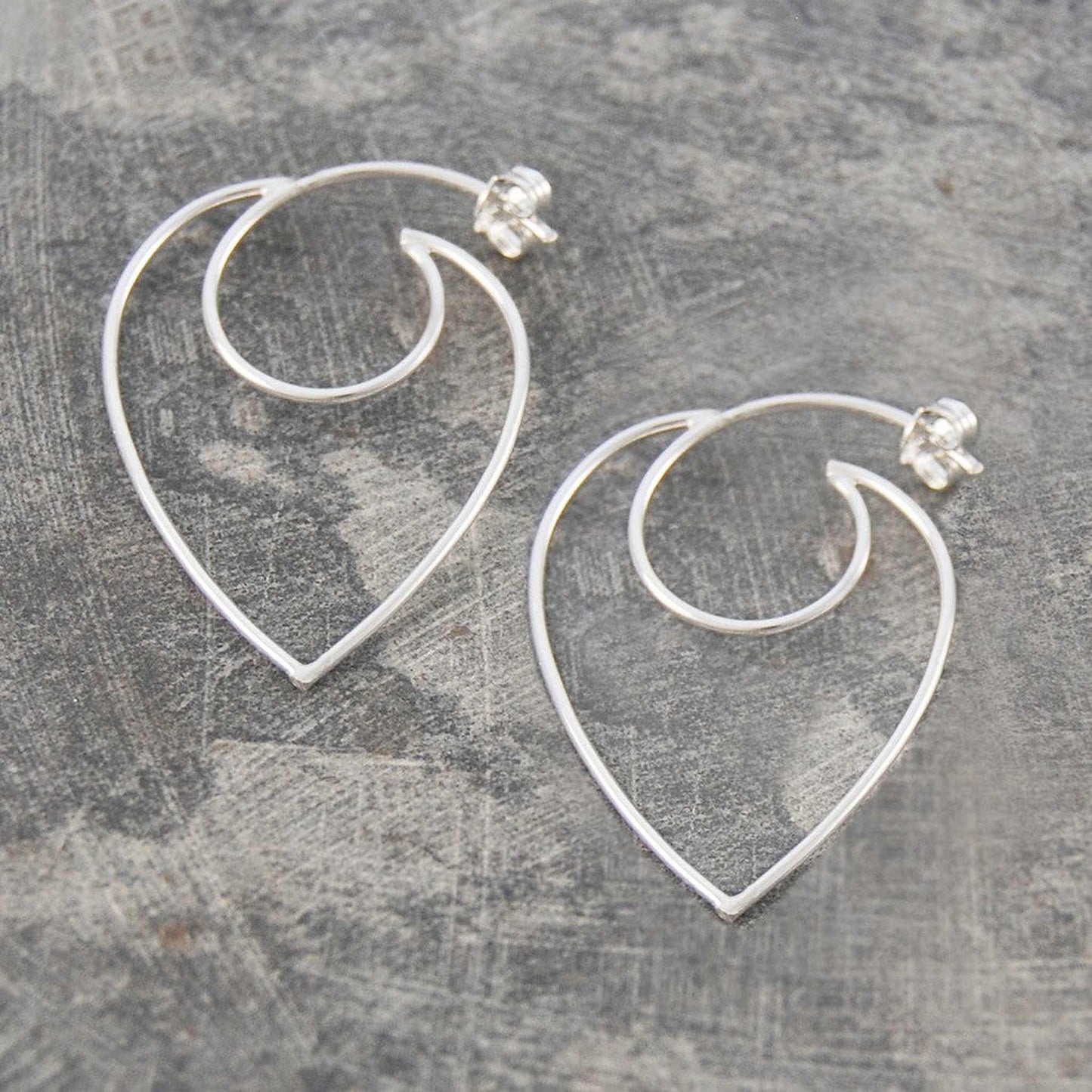 Contemporary Heart Hoop Earrings - Otis Jaxon Silver Jewellery