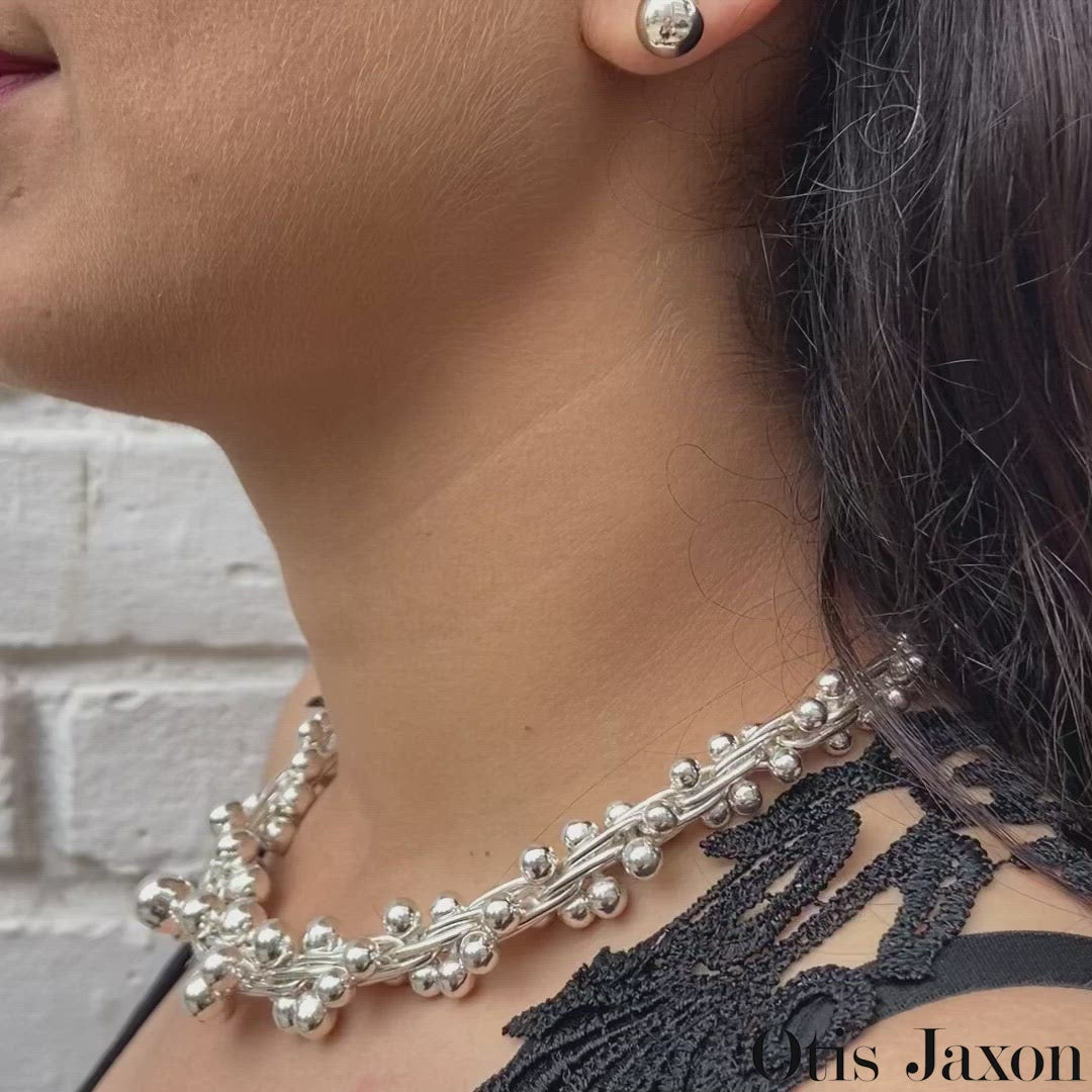 Sterling Silver Peppercorn matching necklace and bracelet jewellery set