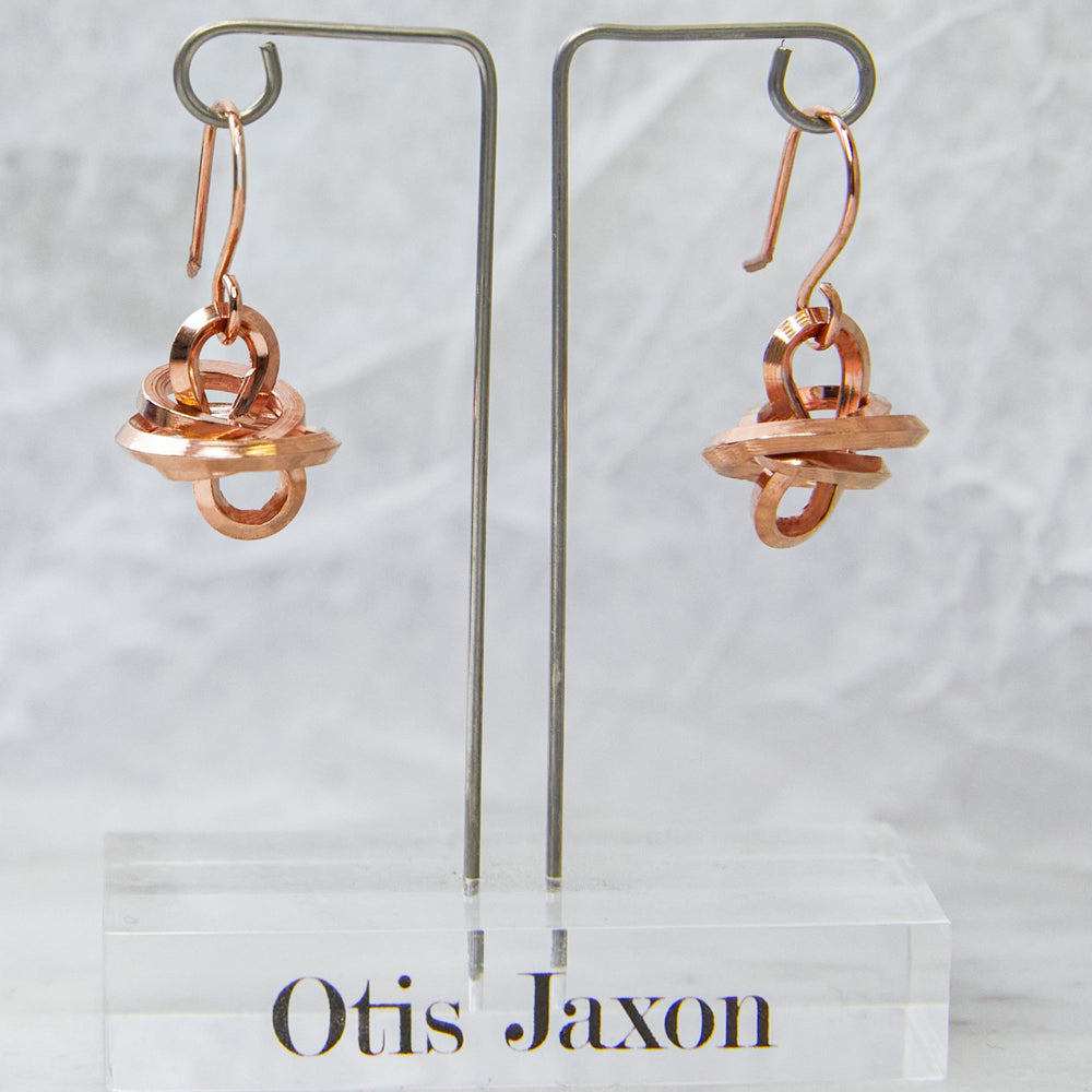 
            
                Load image into Gallery viewer, Knot Charm Rose Gold Drop Earrings
            
        