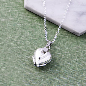 
            
                Load image into Gallery viewer, Clover Silver Heart Locket Necklace - Otis Jaxon Silver Jewellery
            
        