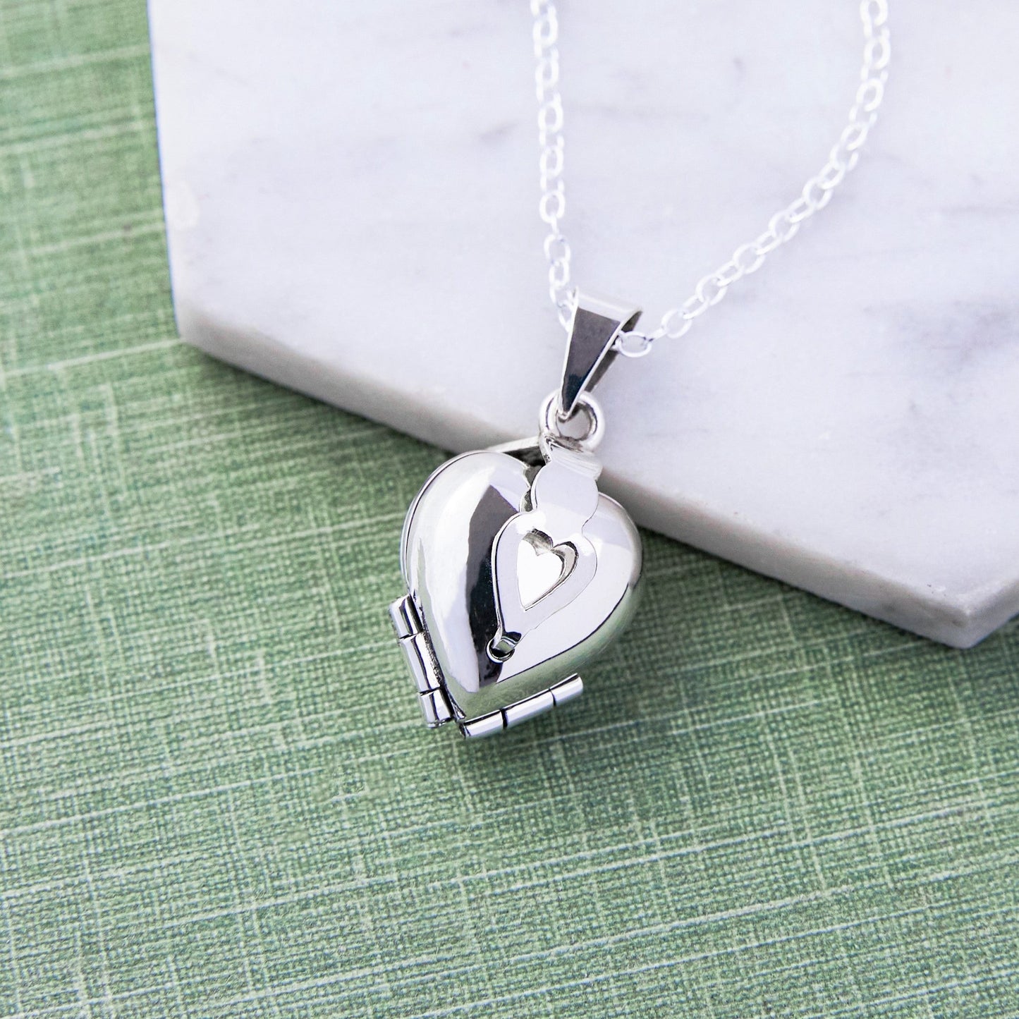 Clover Silver Heart Locket Necklace - Otis Jaxon Silver Jewellery