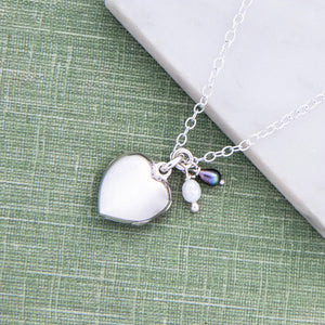 Pearl and Silver Heart Locket Necklace - Otis Jaxon Silver Jewellery