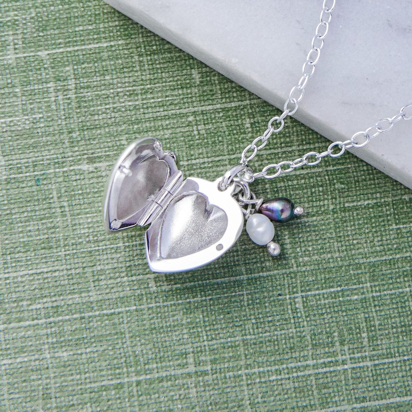 Pearl and Silver Heart Locket Necklace - Otis Jaxon Silver Jewellery