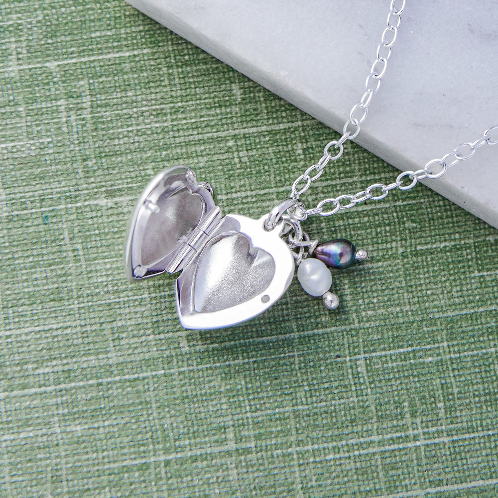 Pearl and Silver Heart Locket Necklace - Otis Jaxon Silver Jewellery