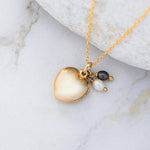 Gold Heart Locket Necklace with Pearls - Otis Jaxon Silver Jewellery