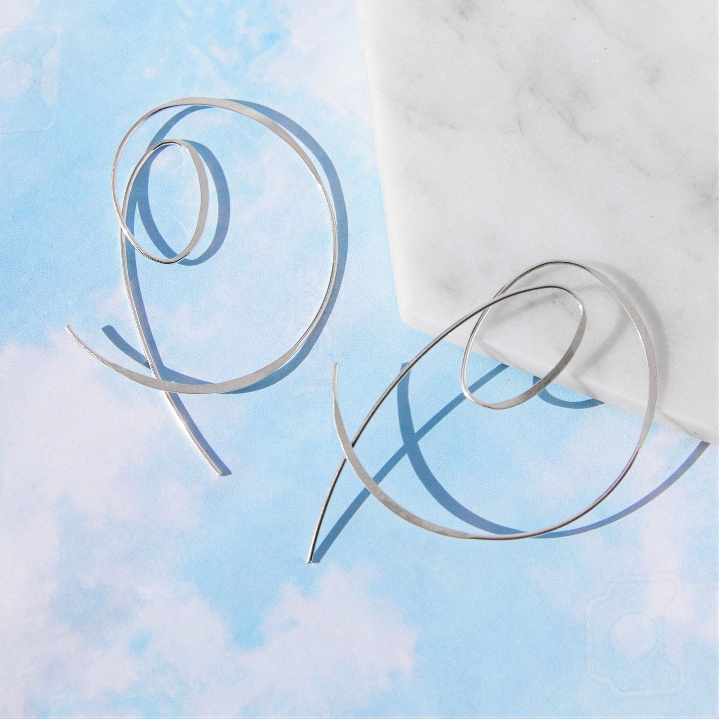 Geometric Overlapping Silver Hoop Earrings
