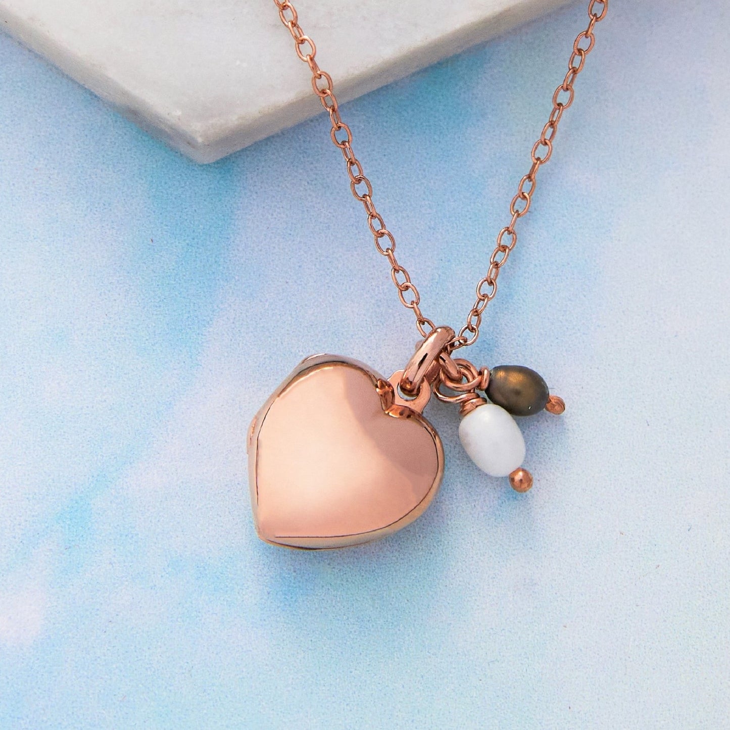 Rose Gold Heart Locket with Pearls - Otis Jaxon Silver Jewellery