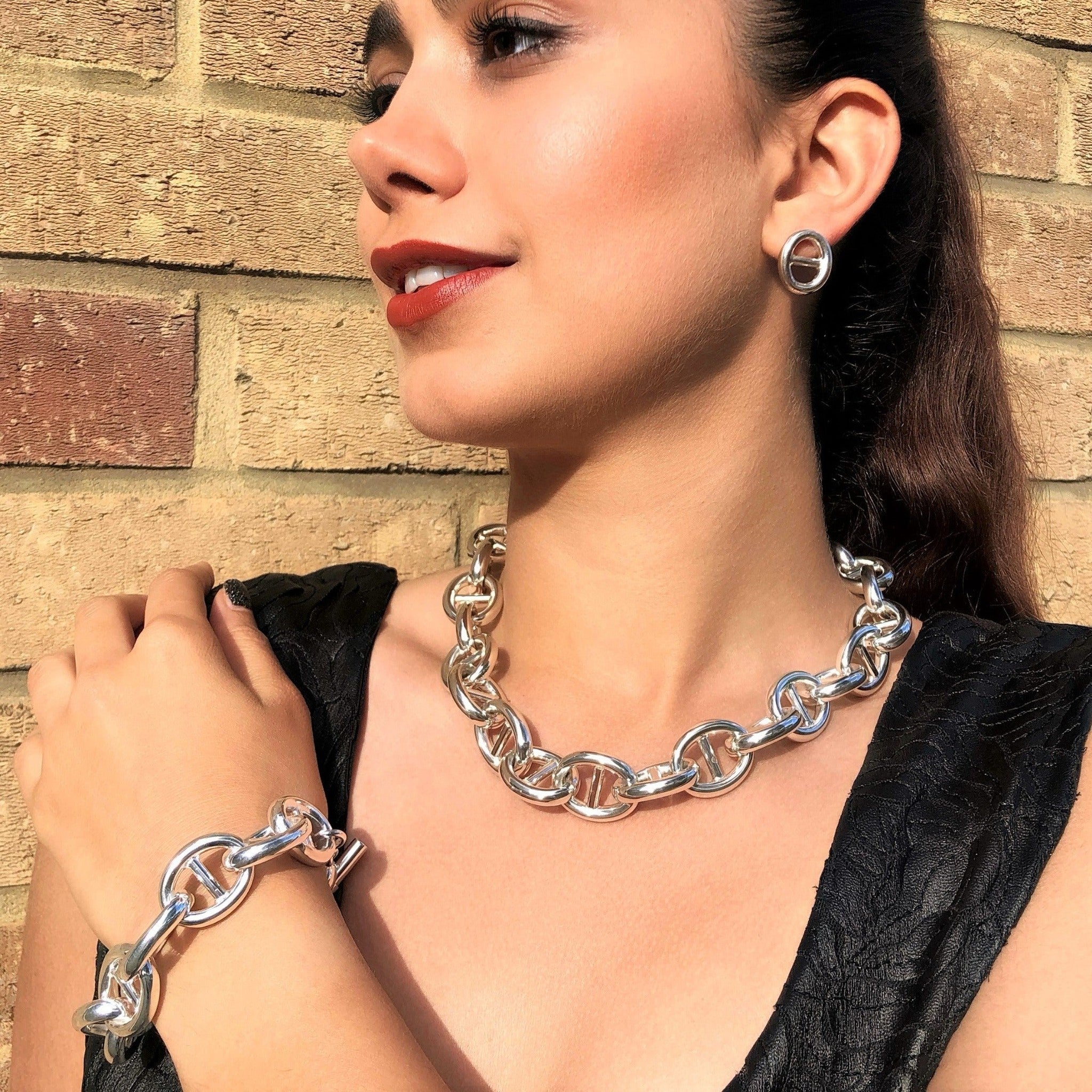 Sterling Silver Oval Link Chunky Necklace – Otis Jaxon Silver
